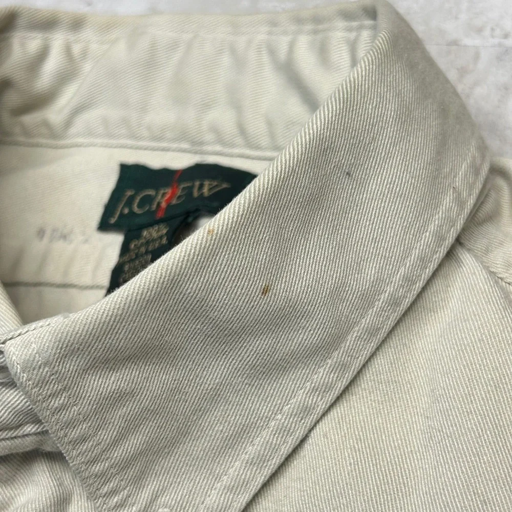 J.Crew Oarsman Shirt Beige Khaki Mens Large Vintage Made in USA Cotton Twill